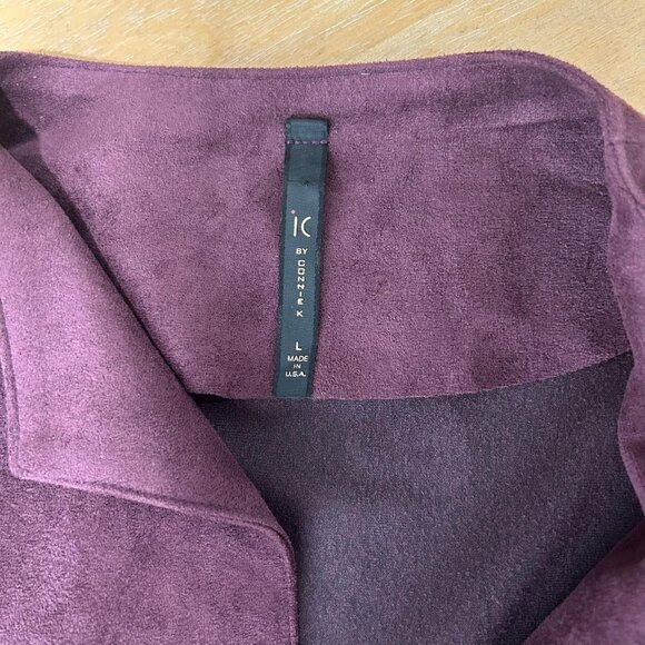 IC by Connie K Jacket Blazer Womens L Burgundy Faux Suede Made USA Boho Designer - Picture 7 of 10